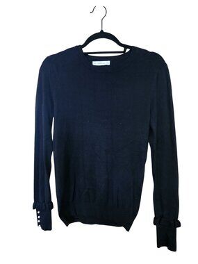 Zara Knit Black Sweater With Buttoned Cuff Details Womens Size M